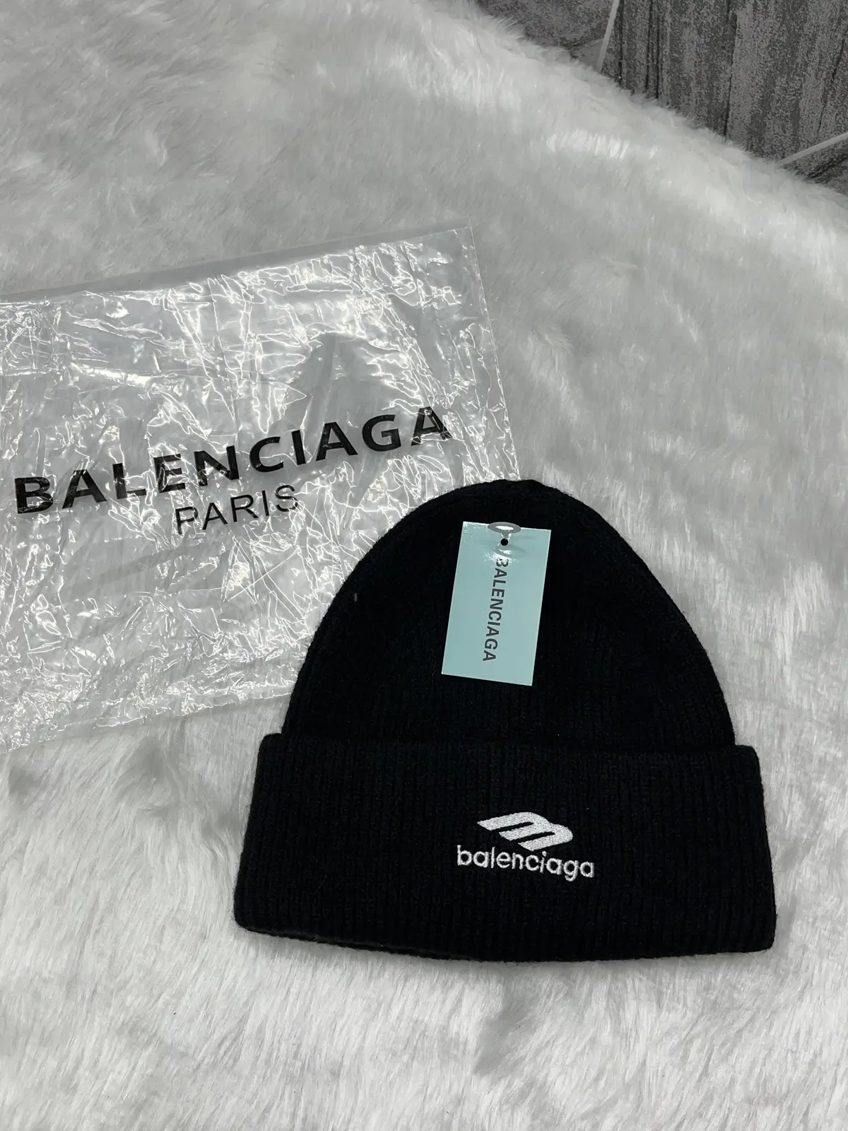 Balenciaga Knit Winter Beanie Cap (Black) Premium Unisex With Safety Box