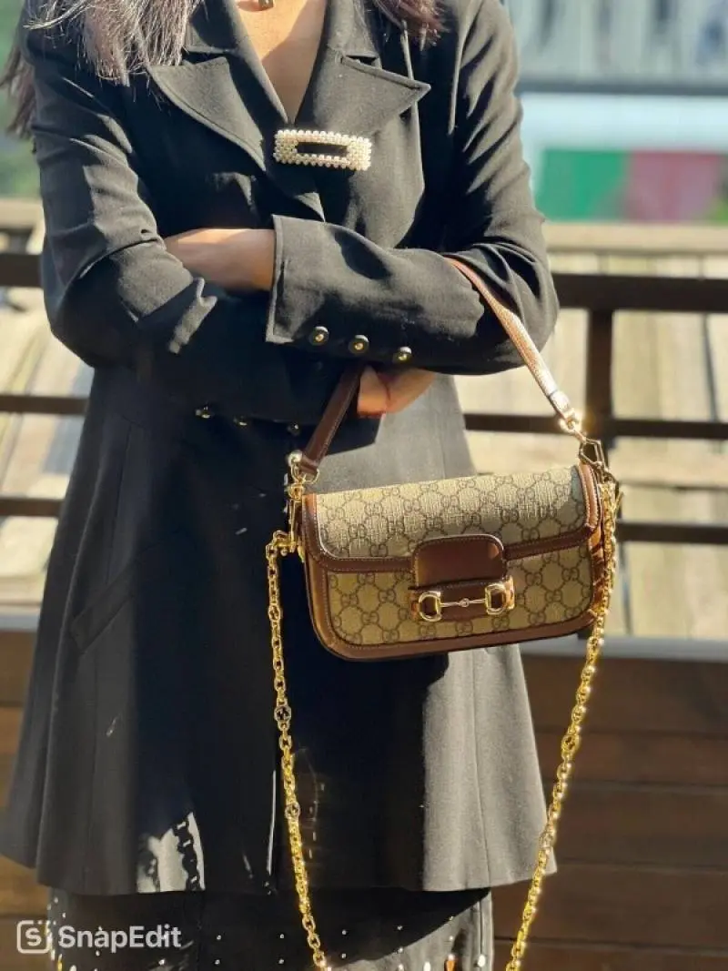 Gucci GG Horsebit 1955 Monogram Crossbody Shoulder Bag With OG Box & Dust Bag (Brown-987)