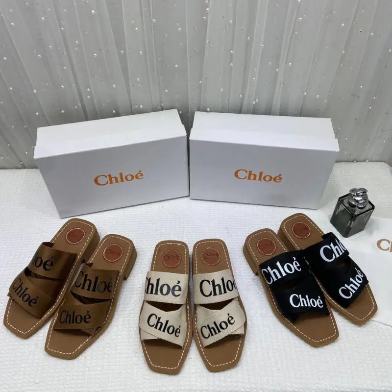 Chloe Premium Woody Mid Heel Slides With OG Box Dust Cover Black CH19 - Image 4