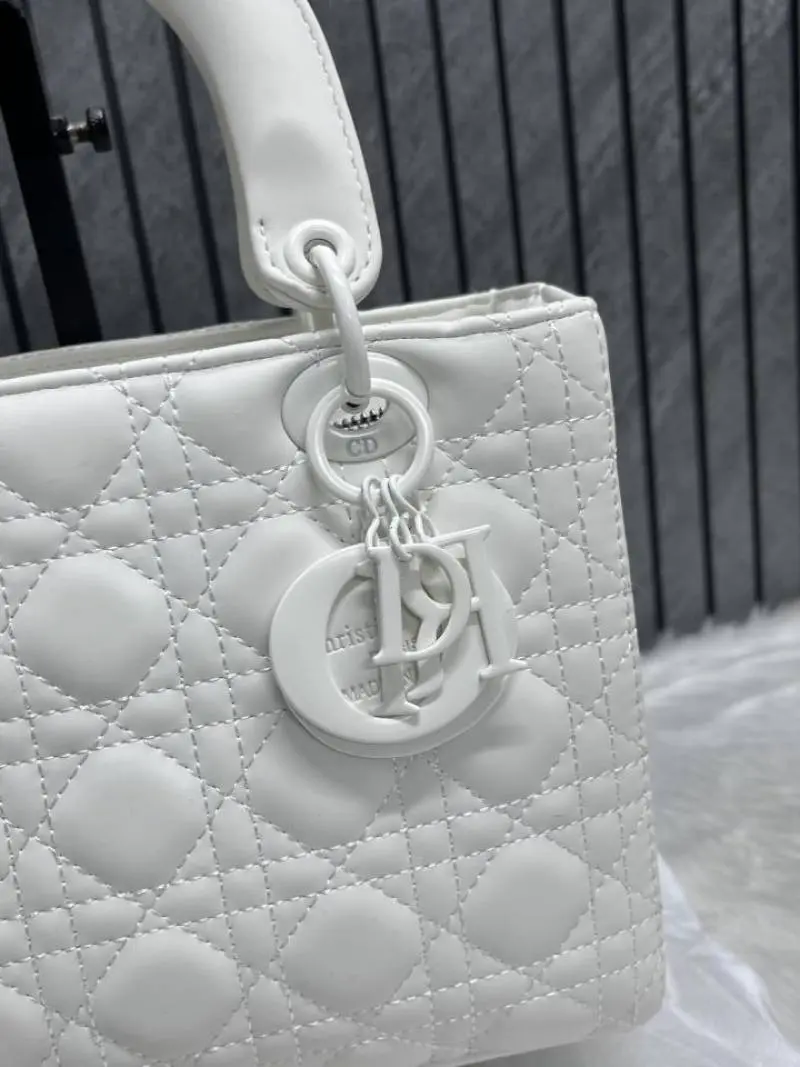 Dior Lady Matte White Large Handbag With OriginalBox DustCover - Image 2