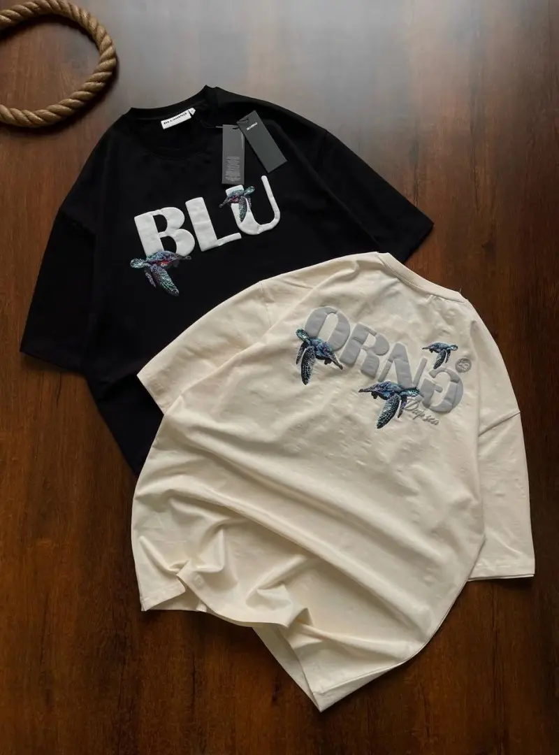 Blu & ORNG Round Neck T-shirt Turtle Edition Cream - Image 2