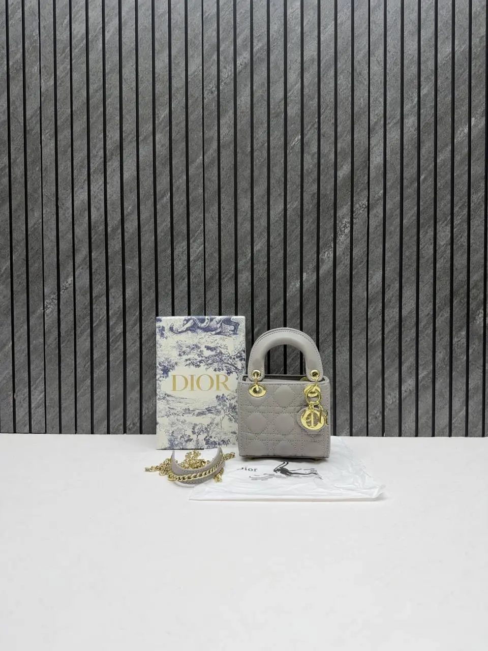 Dior 662 Lady Dioor Nano Gray With Original Box Packing - Image 2