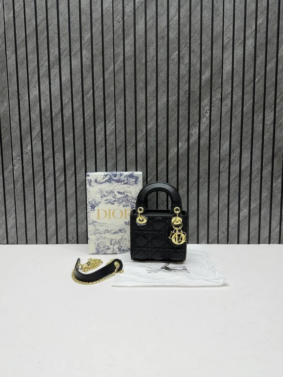 Dior 662 Lady Dioor Nano Black With Original Box Packing - Image 3