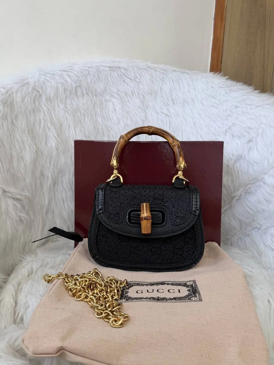 Gucci Bamboo 1947 Mini Top Handle SlingBag With Original Box & DustCover - Image 4