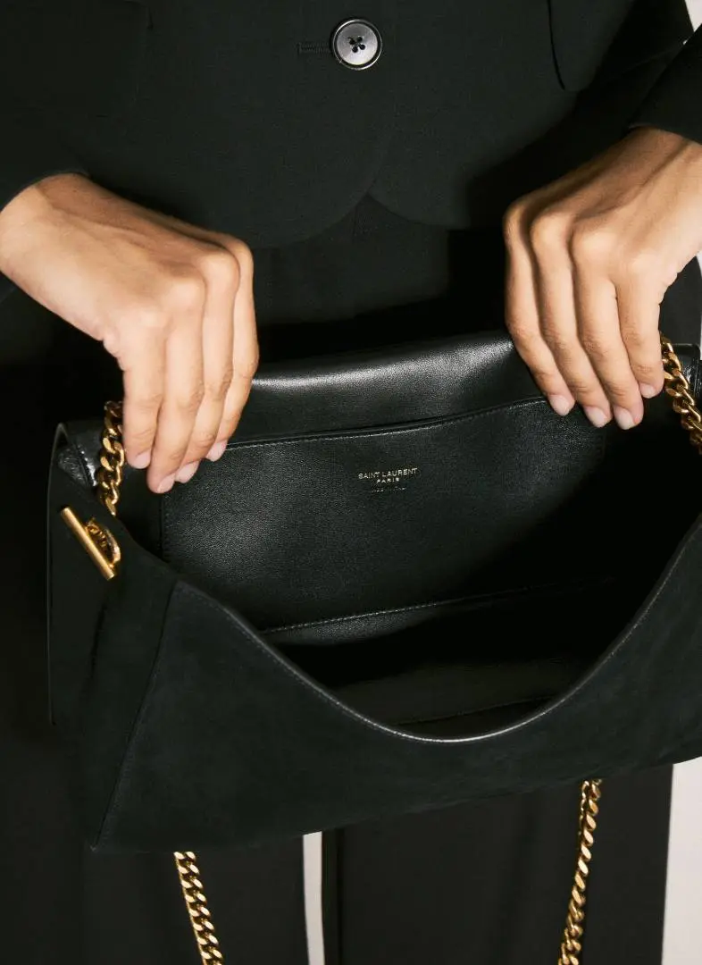 YSL Saint Laurent Kate Reversible Suede Shoulder Bag With OG Magnetic Box & Dust Bag (Black - 1187) - Image 3