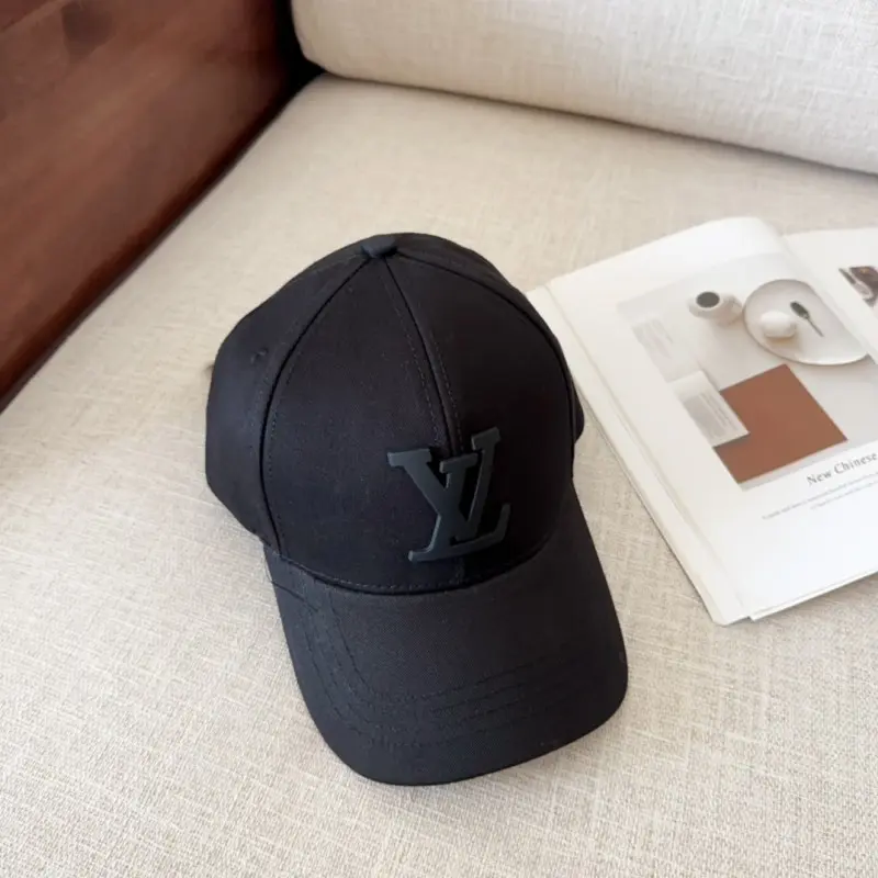 Louis Vuitton Front Logo Embossed Premium Unisex Cap (With Safety Box) (Black) - Image 7
