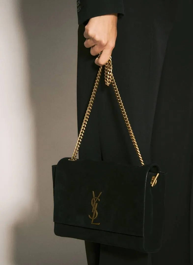 YSL Saint Laurent Kate Reversible Suede Shoulder Bag With OG Magnetic Box & Dust Bag (Black - 1187) - Image 5