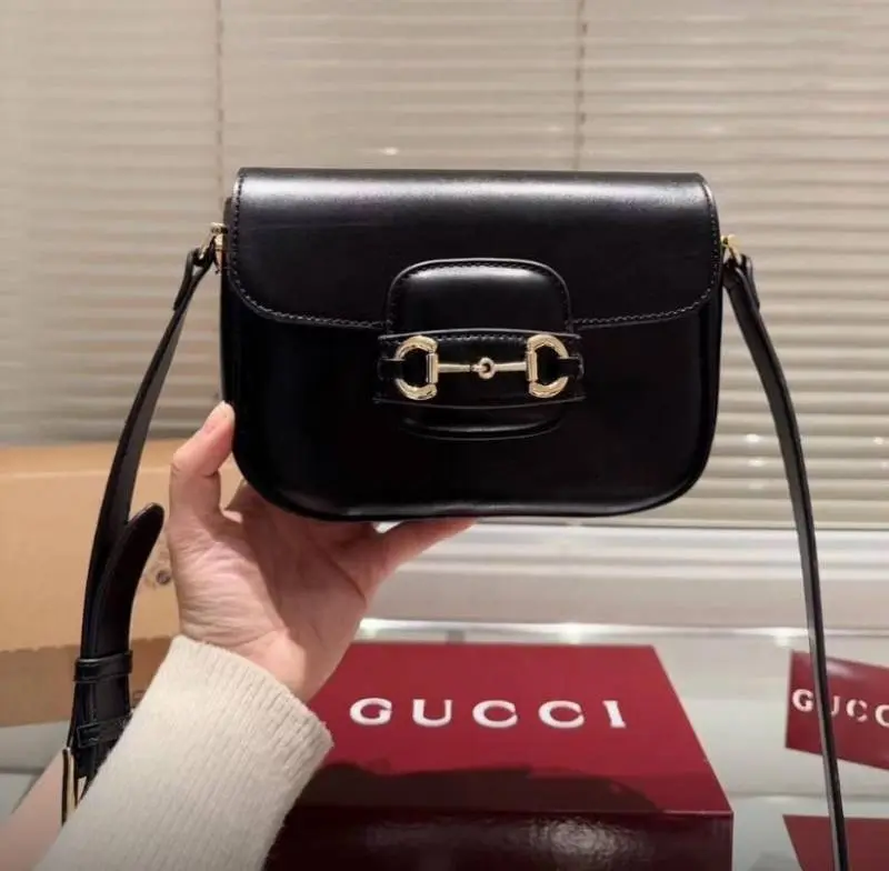 Gucci GG Horsebit 1955 Black Shoulder Bag With Original Box And Dustcover
