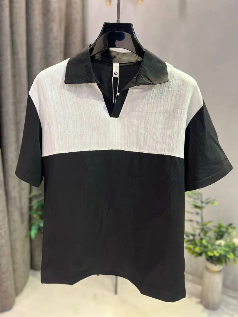 KOREAN IMPORTED HIGH DEMAND ARTICLE POLO T-SHIRT BLACK WHITE - Image 3