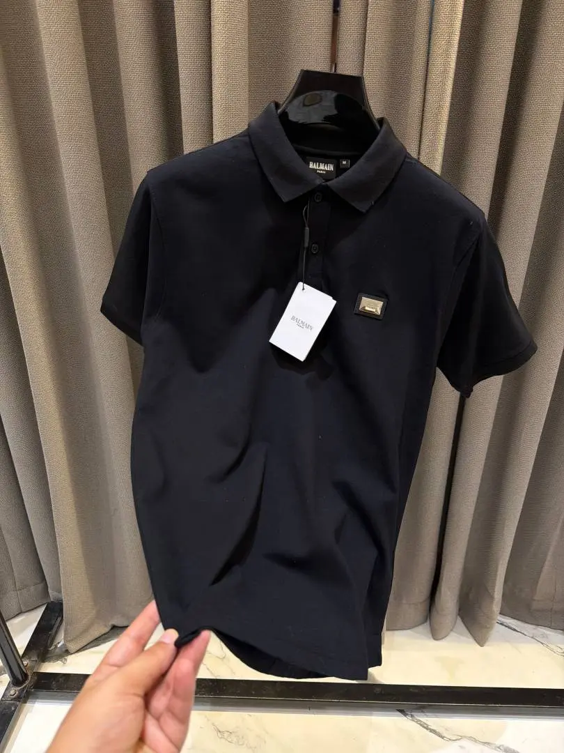 Balmain Chest Logo Polo T-shirt Black - Image 7