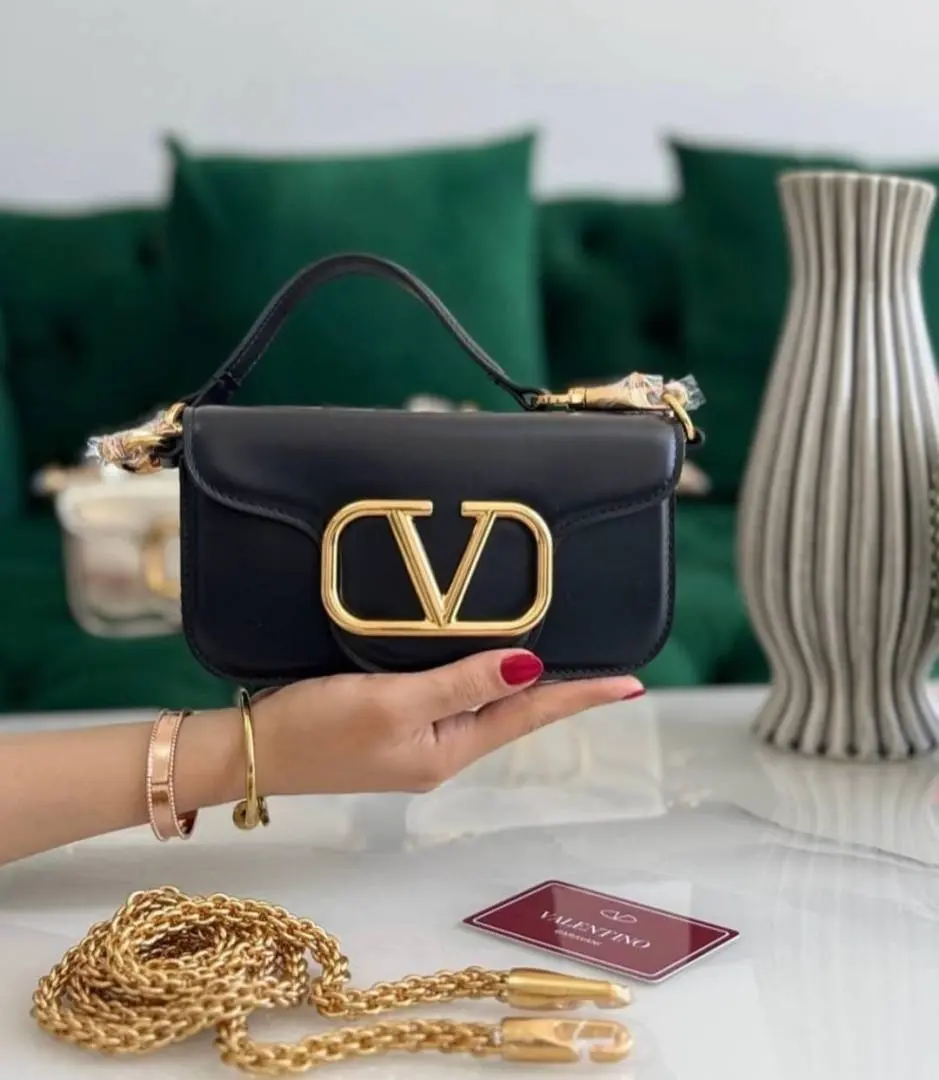 Valentino V Lock Black Small Shoulder Bag With Original Box - Image 12