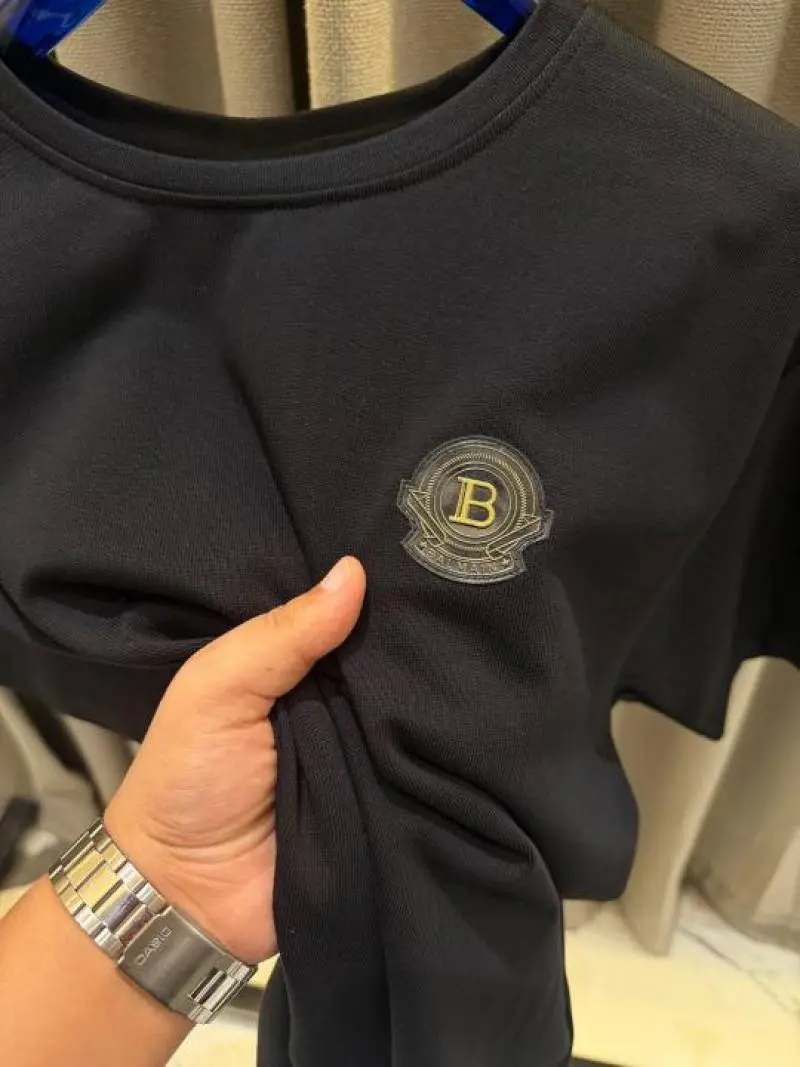 Balmain Chest Logo Round Neck T-shirt Black - Image 4