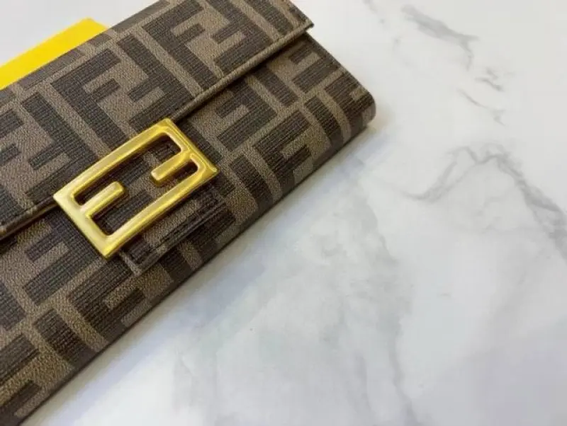 Fendi Baguette Long Wallet With OG Box (Brown-833) - Image 5