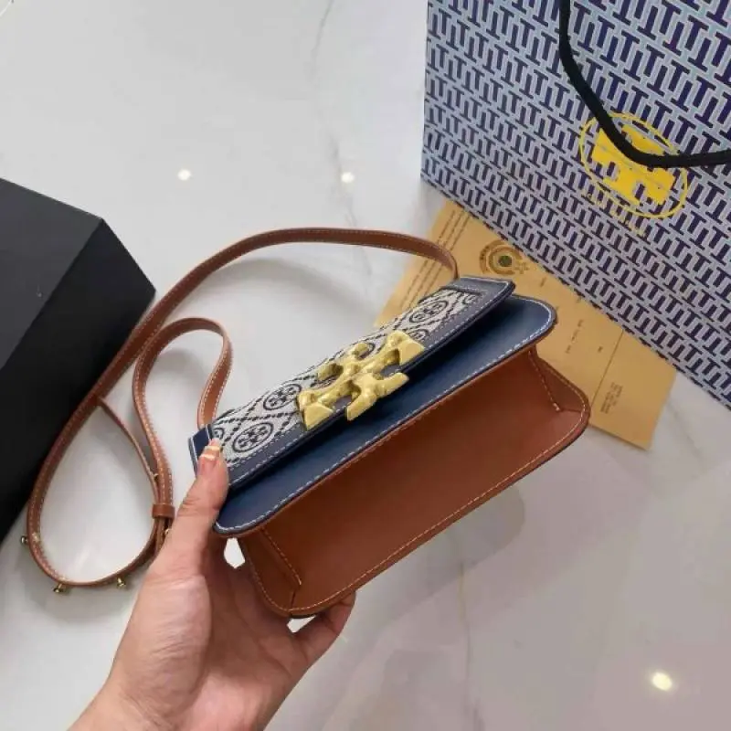 Tori Burch Eleanor Premium Quality Shoulder Bag With OG Magnetic Box & Dust Bag (Denim - 826) - Image 7