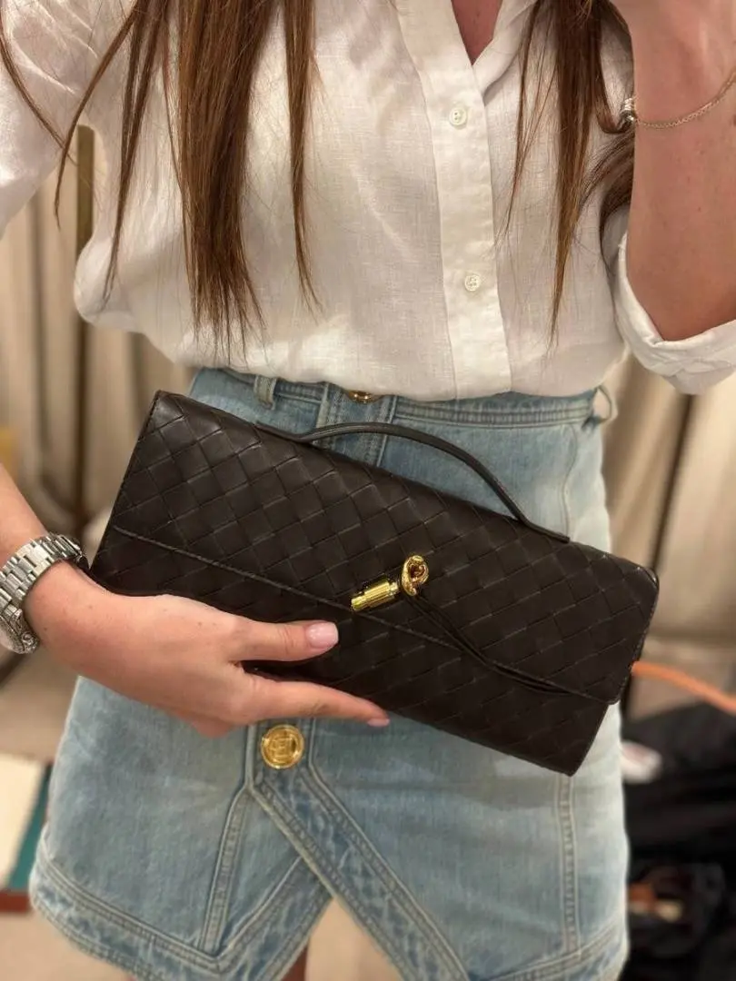 Bottega Veneta Coffee Andiamo Long Clutch Bag With Original Box Dust Cover & LongSlingBelt - Image 8