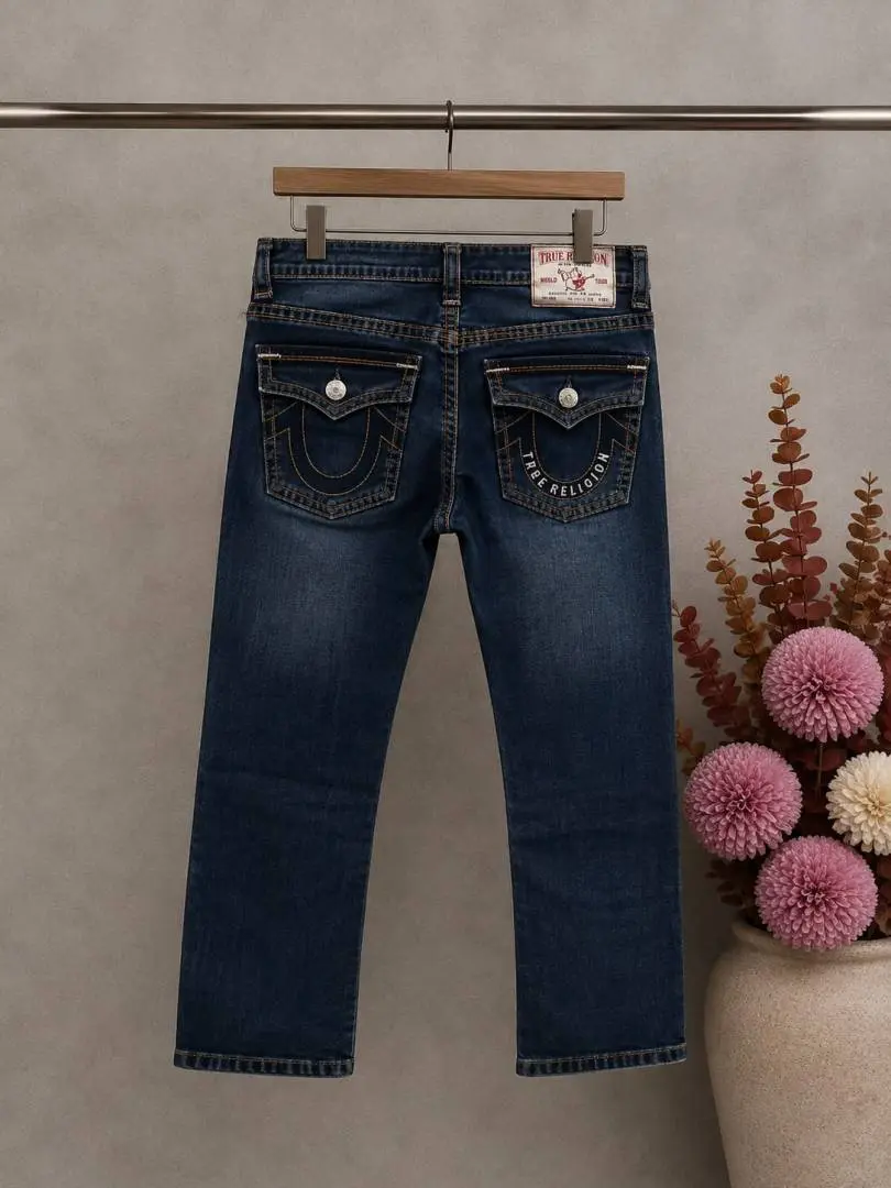 True Religio n Blue Shade Straight fit Premium Imported Stretchable Lycra Fabric Denim with Back Flap pocket Design 3690
