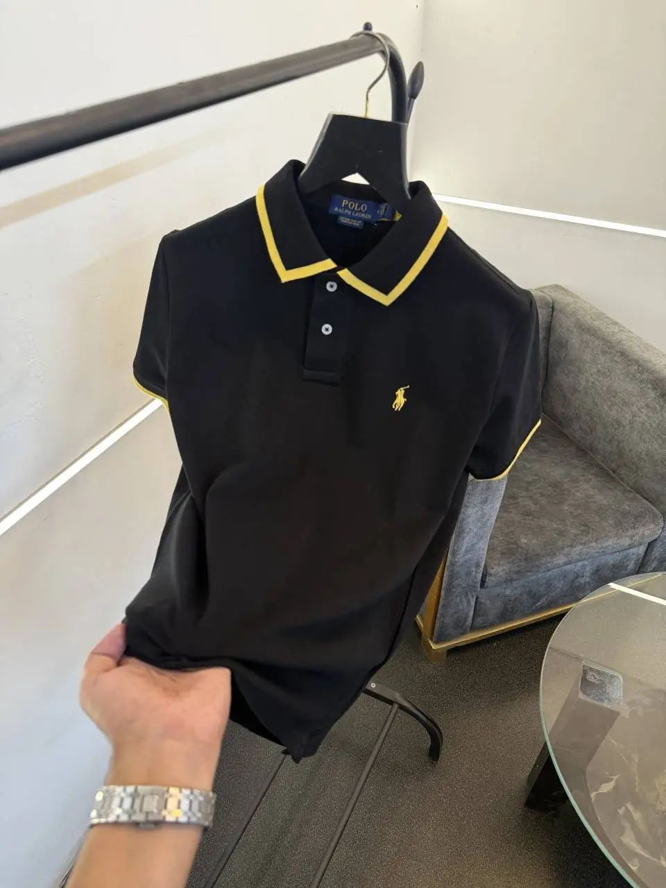 Ralph lauren imported embroidery logo polo tshirt black gold - Image 2