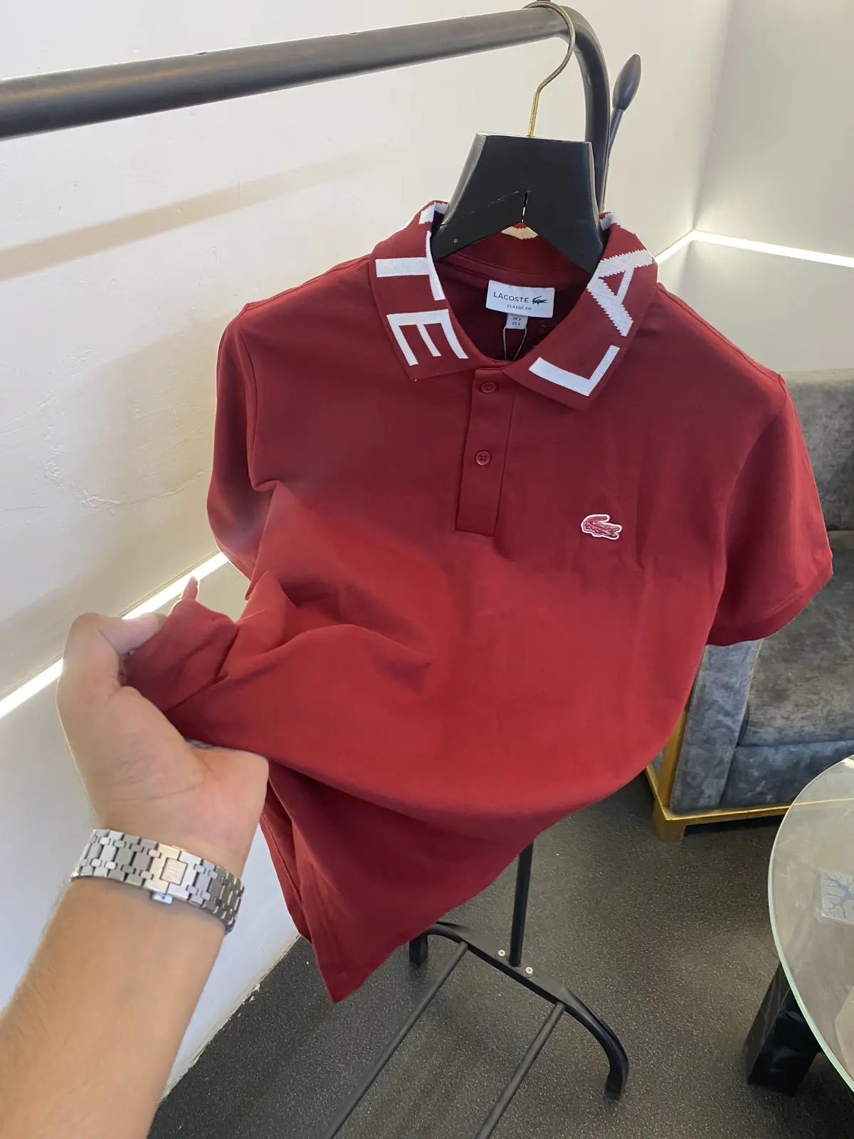 Lacoste Imported quality polo tshirt maroon - Image 2