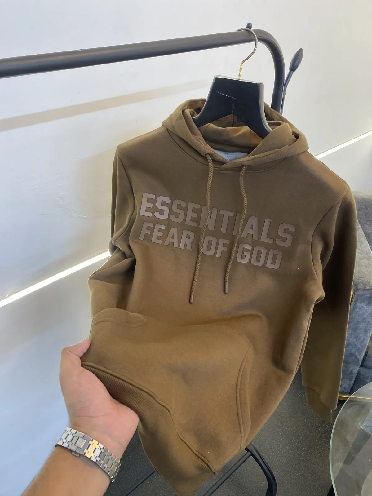 Essentials fear of god imported hoodie brown - Image 2