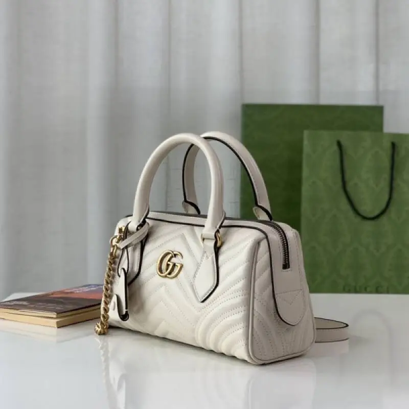 Gucci 746319 Marmont Top Handle Speedy Premium Bag With OG Box & Dust Bag & Carry Bag & Accessories (White-903) - Image 4