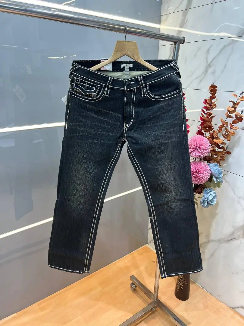 True Religion Green Shade Straight fit Premium Imported Stretchable Lycra Fabric Denim with Back Pocket Embroidered Design 4177 - Image 2