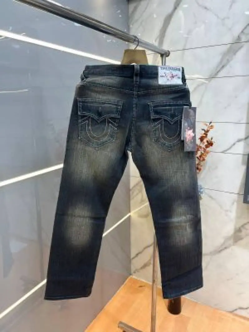True Religion Green Shade Straight fit Premium Imported Stretchable Lycra Fabric Denim with Back Pocket Embroidered Design 3943 - Image 3