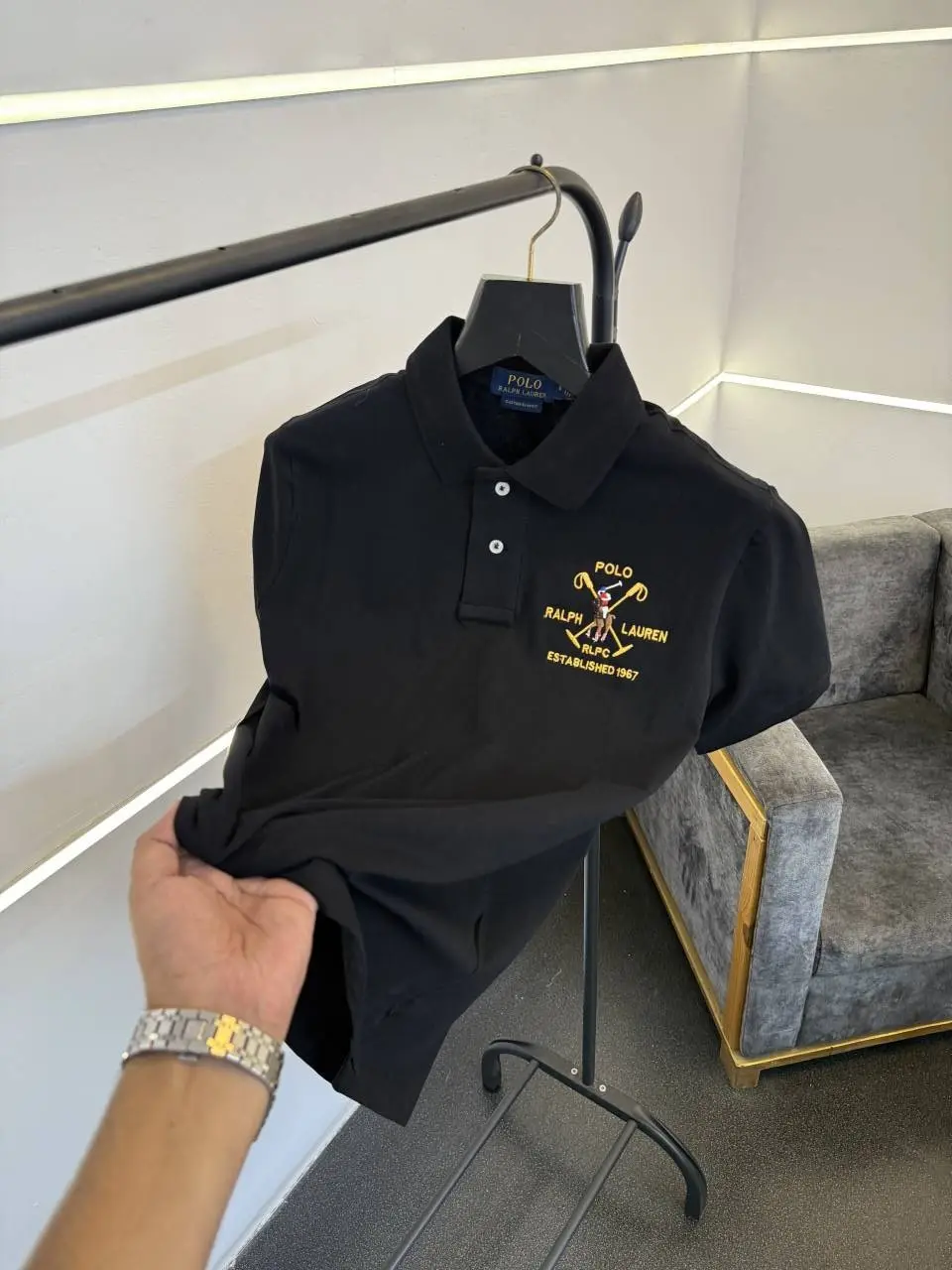 Ralph lauren embroidery logo imported polo tshirt black sale - Image 2