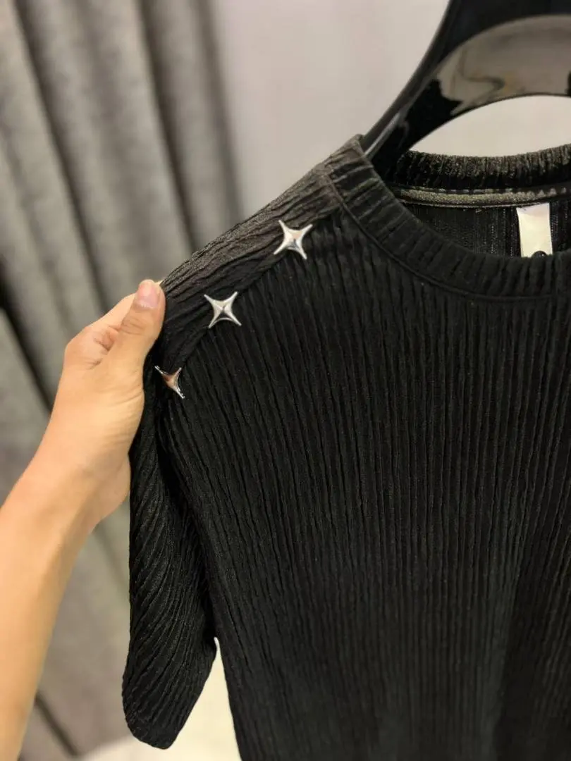 KOREAN IMPORTED HIGH DEMAND ARTICLE T-SHIRT BLACK - Image 2