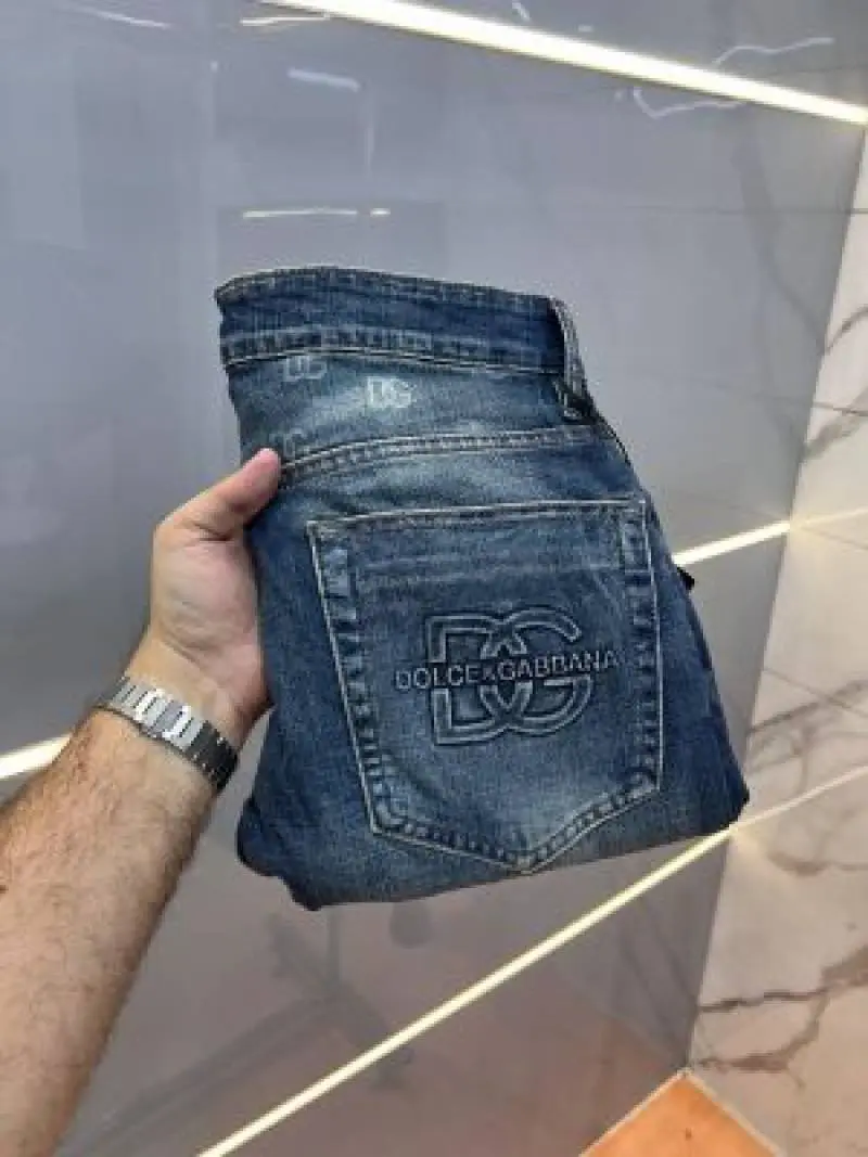 Dolce and Gabban a Green Shade Premium Imported Stretchable Lycra Fabric Straight Fit Denim with Emboss Logo Sale Offer 3496 - Image 4