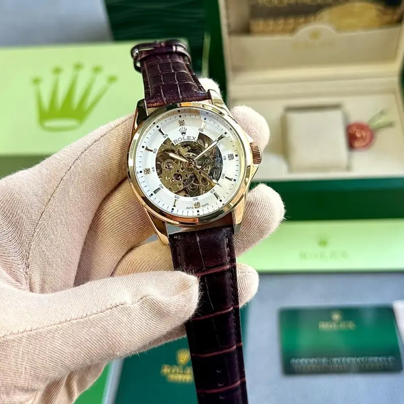 Rolex Automatic leather BrownGold