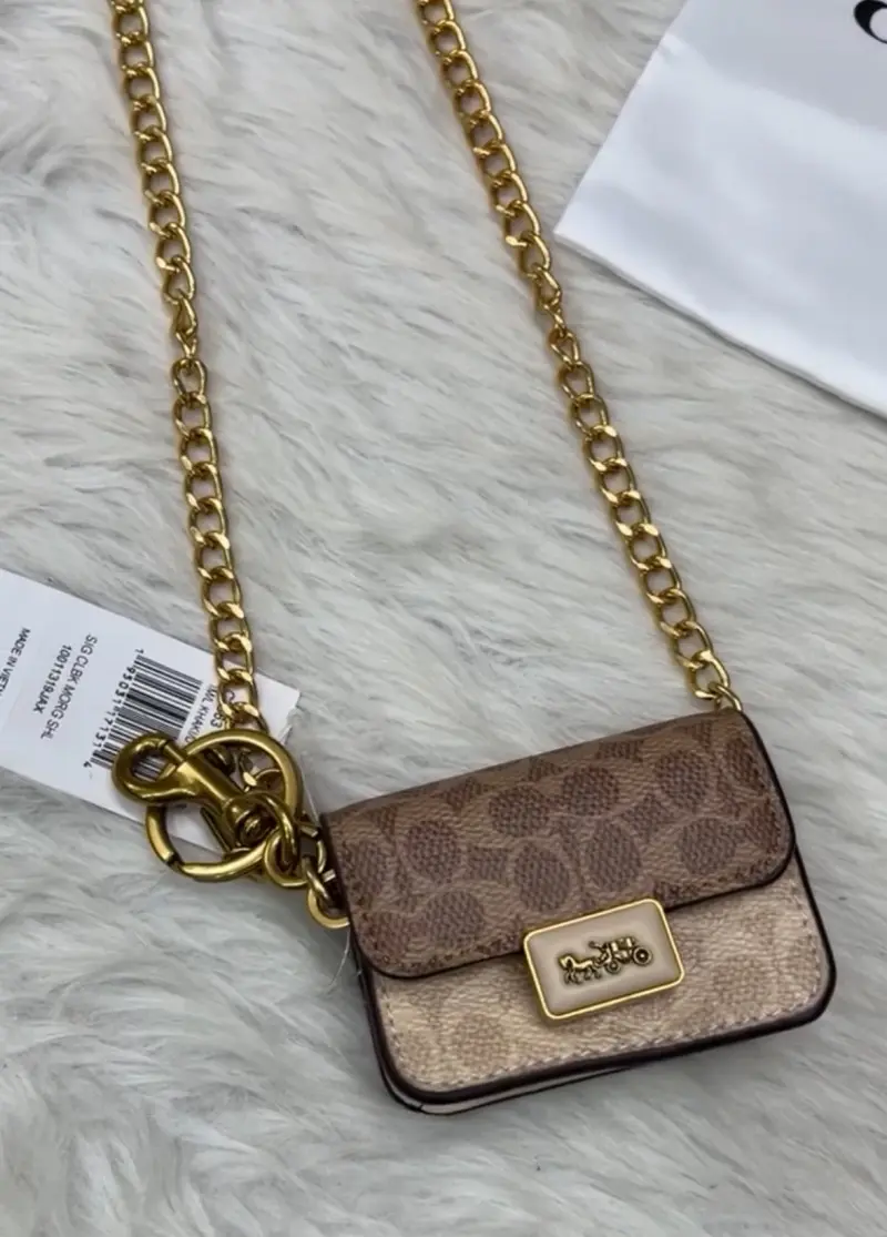 Coach Mini Charm Bag With Sling Chain With OriginalBox - Image 2