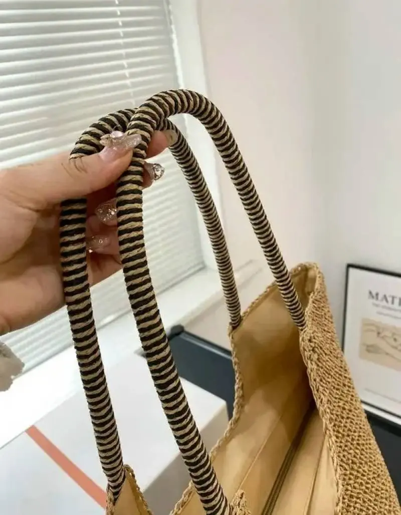 YSL Saint Laurent ICare Raffia Jute Tote Bag With OG Box & Dust Bag (Brown - 991) - Image 8