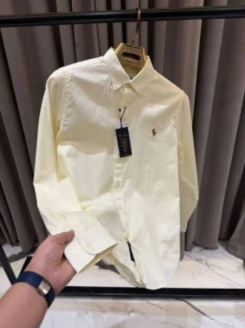 Ralph Lauren Chest Logo Full Sleeves Shirt Cream - Image 2
