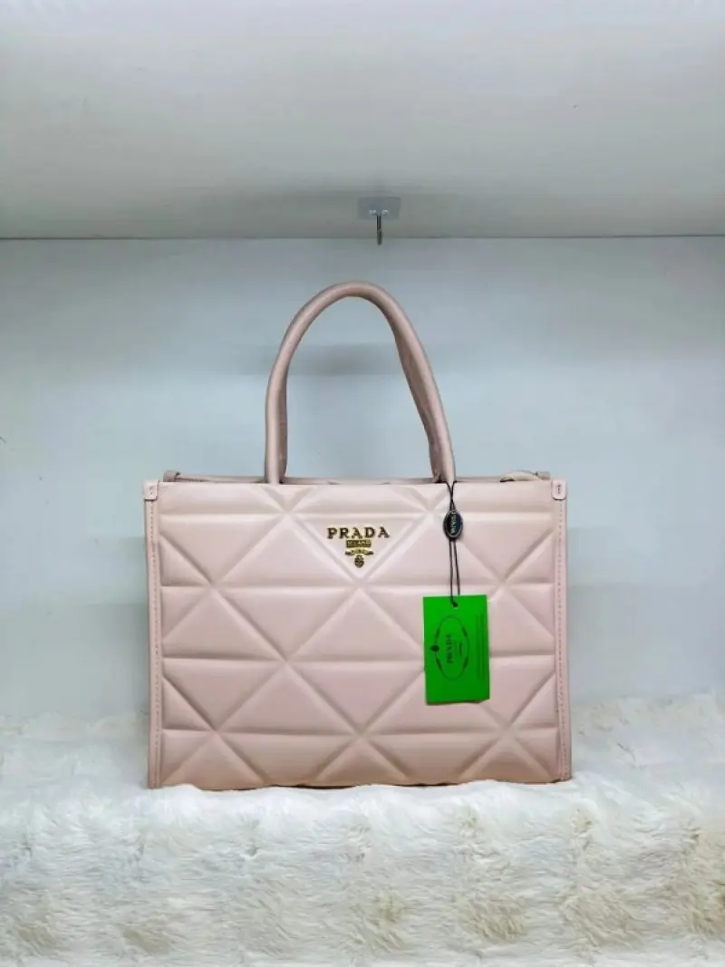 Prada Leather Symbole Tote Bag With OG Box & Dust Bag (Pink-894) - Image 3