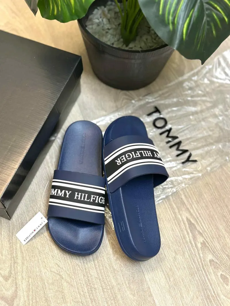 Tommy Hilfigar Premium Navy Blue Pool Slides - Image 2