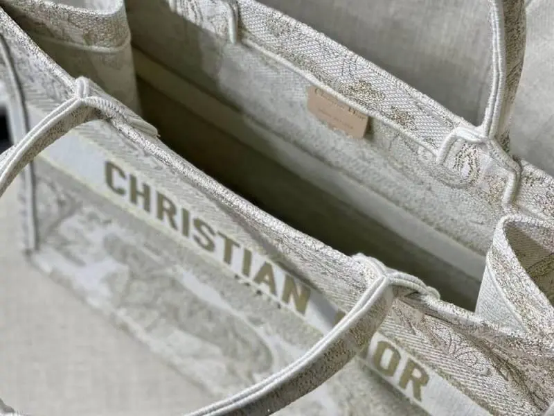 Dior Book Tote Cream Toile De Jouy With OG Box & Dust Bag & Scarf (Cream Tiger-842) - Image 7