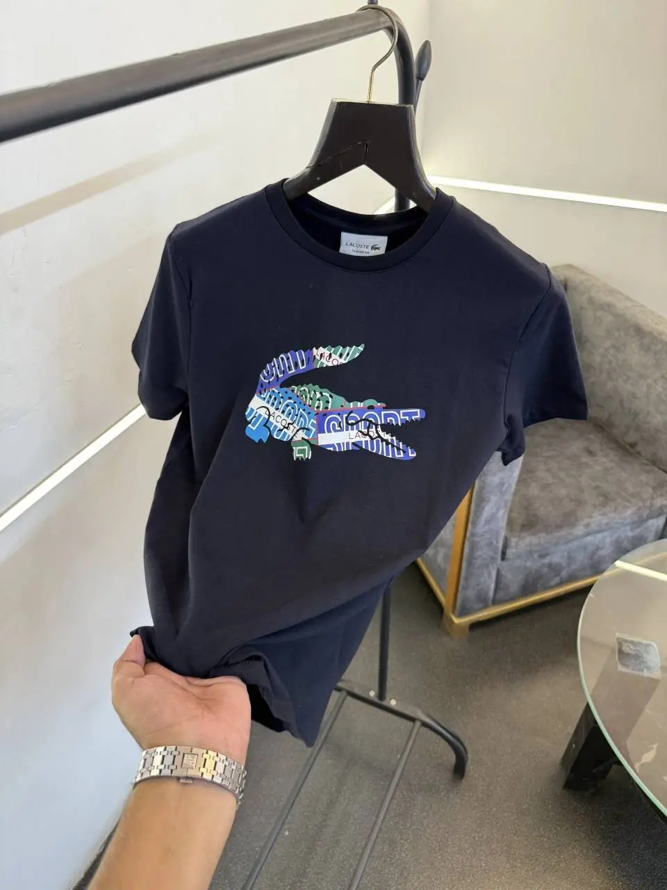 Lacoste Round neck imported tshirt navy blue sale - Image 2