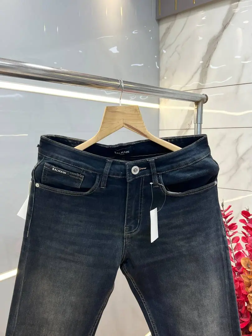 Balmain Paris Green Shade Straight fit Premium Imported Stretchable Lycra Fabric Denim with Back Metal Design 3841 - Image 3