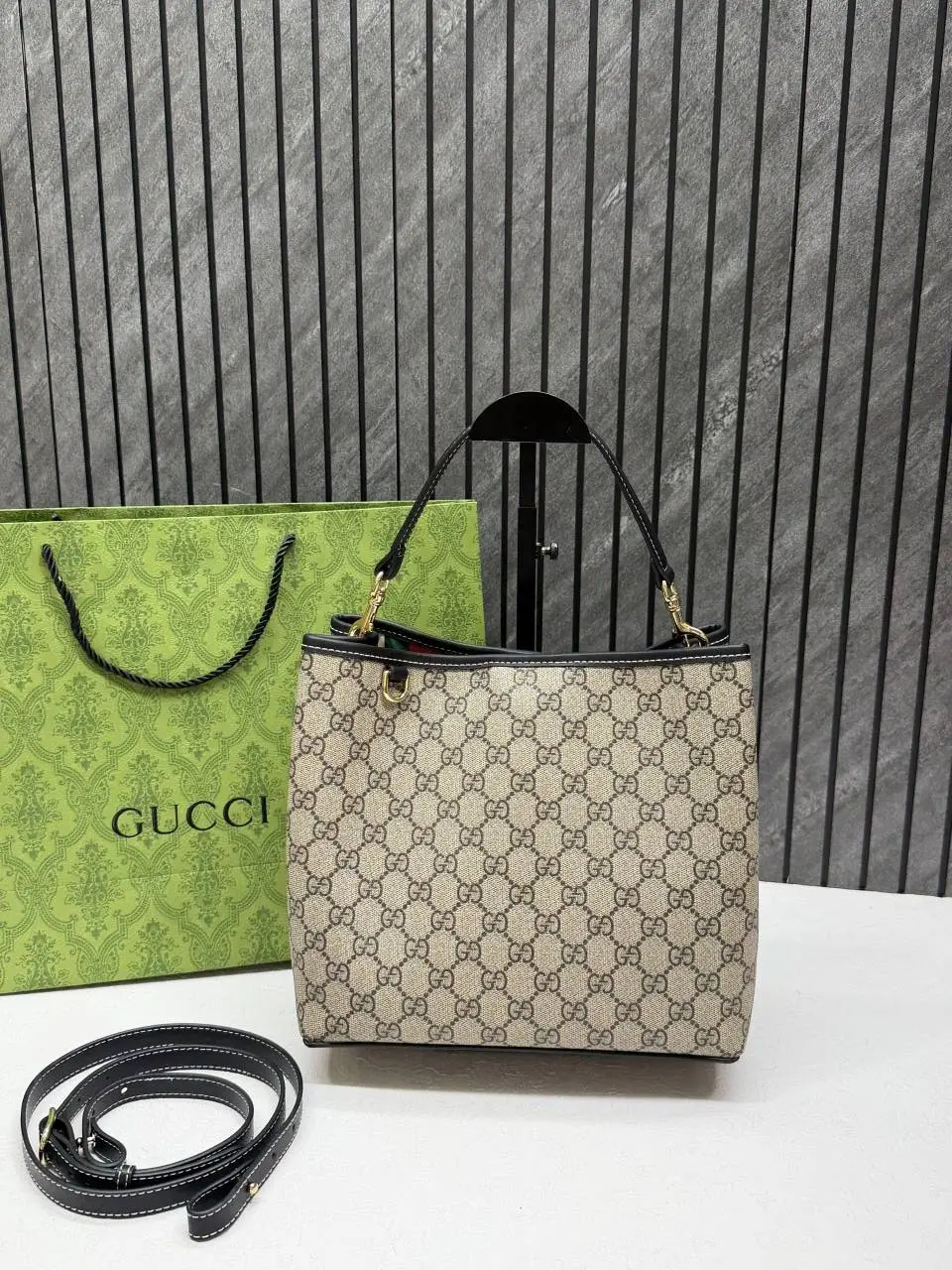 Gucci GG Emblem CB Black-Mono Medium Bucket With Original DustCover & CarryBag - Image 6