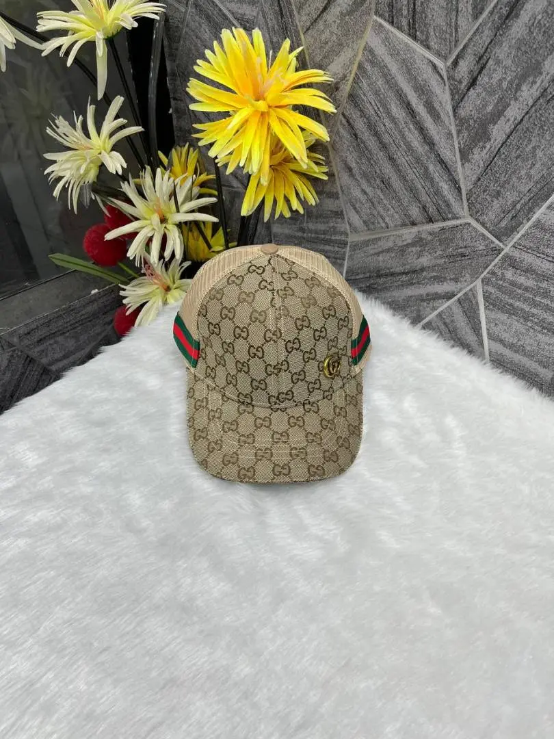 Gucci GG Small Side Logo Stripes Premium Net Unisex Cap With Safety Box