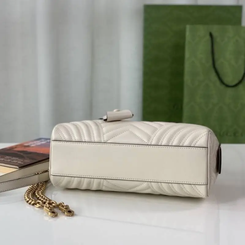 Gucci 746319 Marmont Top Handle Speedy Premium Bag With OG Box & Dust Bag & Carry Bag & Accessories (White-903) - Image 6