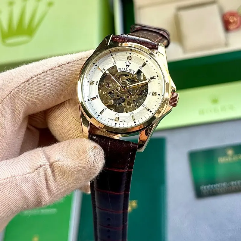 Rolex Automatic leather BrownGold - Image 3