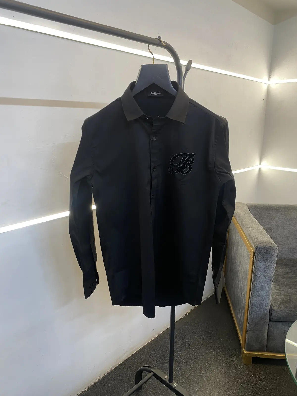 Balmain velvet patch front and back logo imported box pack shirt black