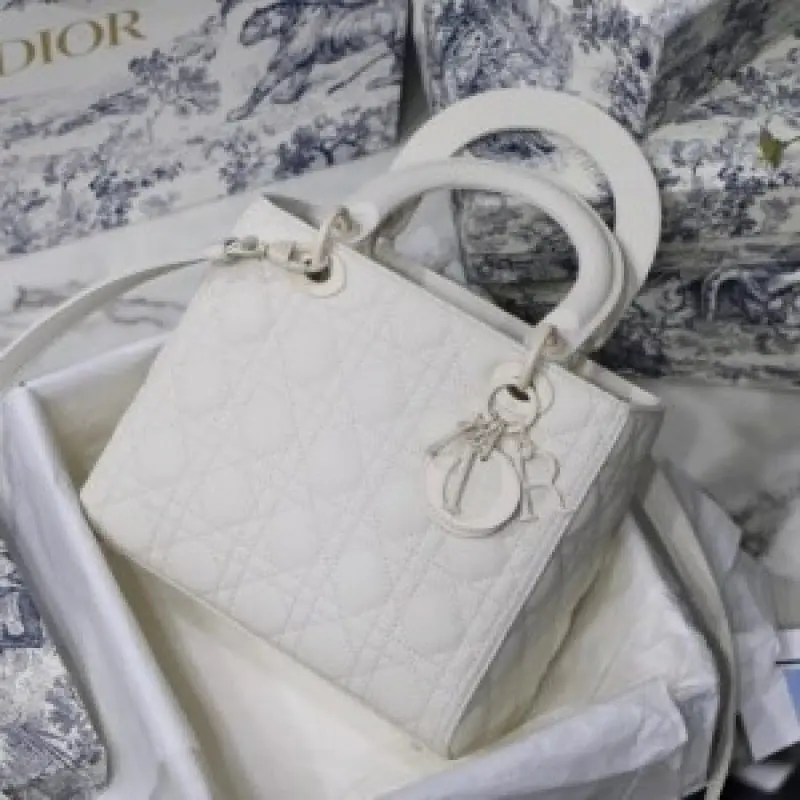 Dior Lady My ABC Matte White With OG Box & Dust Bag (White-384) - Image 4