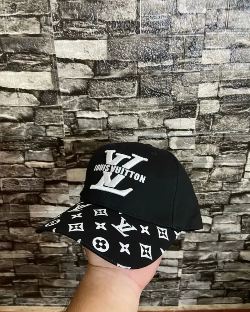 Louis Vuitton Big Logo Front Monogram Black And White Premium Unisex Cap (With Box) - Image 2