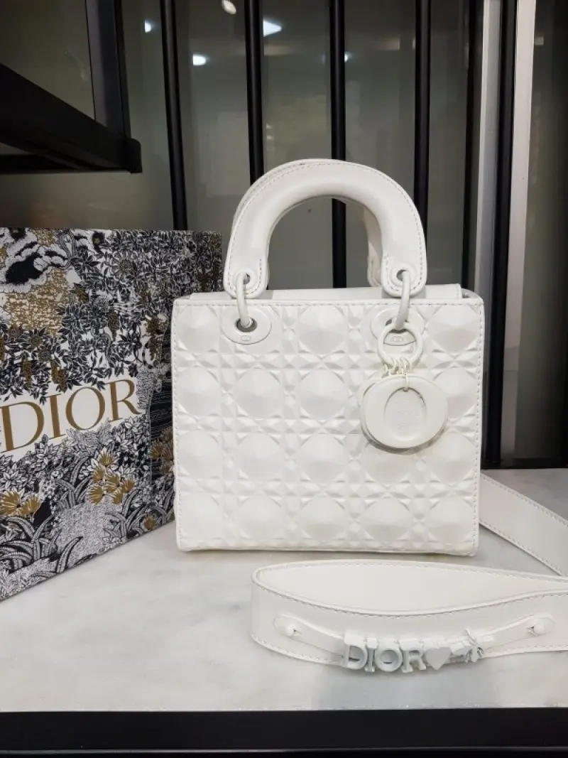 Dior Lady My ABC Bag With OG Box With Dust Bag & Extra Shoulder Strap (White 3D-209) - Image 2