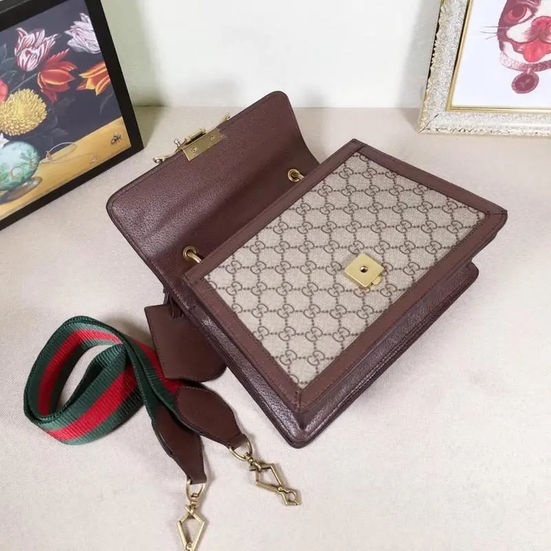 Gucci GG Bee Queen Margaret Shoulder Bag With OG Box & Dust Bag (Brown-879) - Image 7