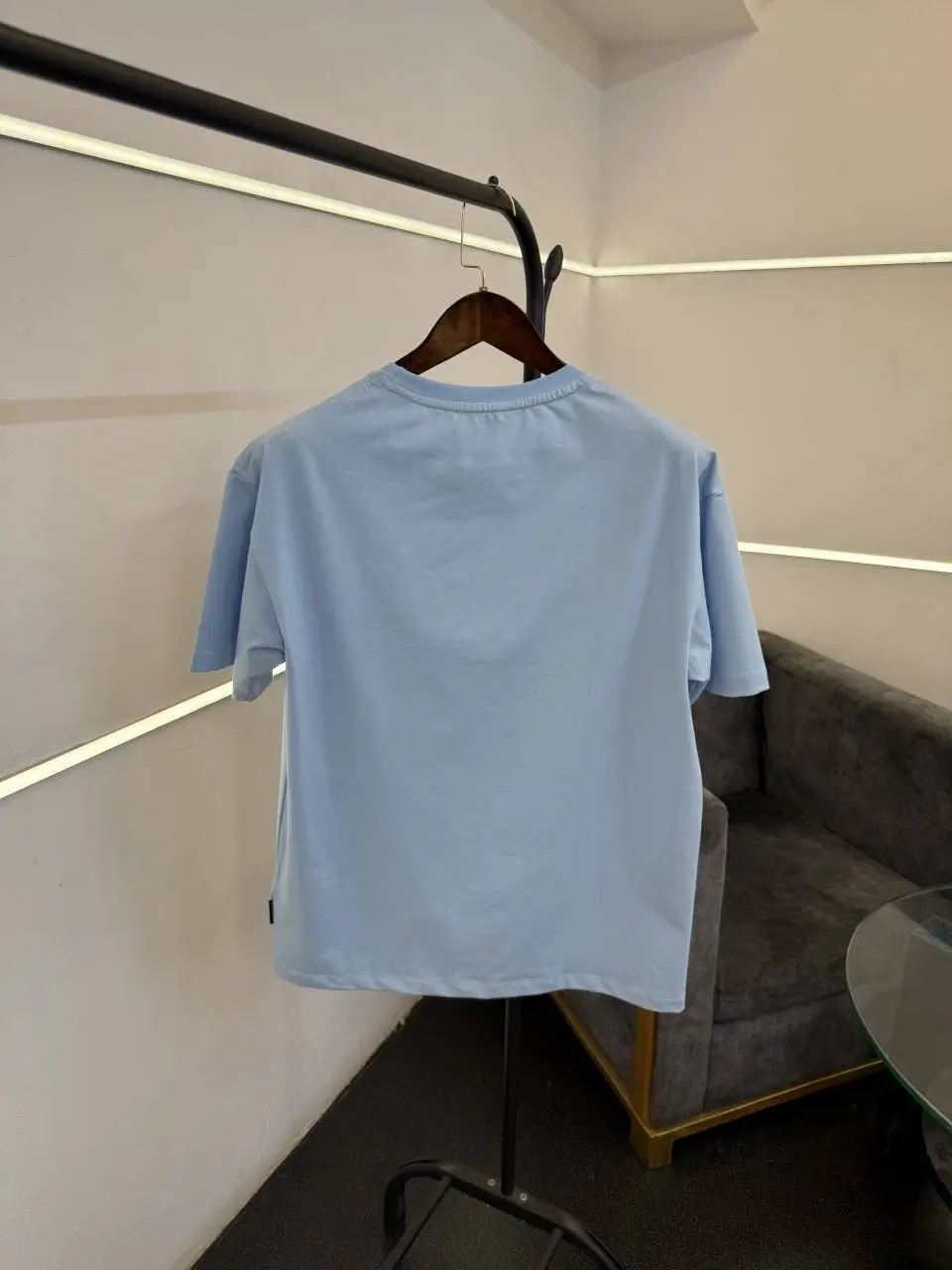 Balenciaga a oversize drop shoulder imported round neck tshirt sky - Image 3