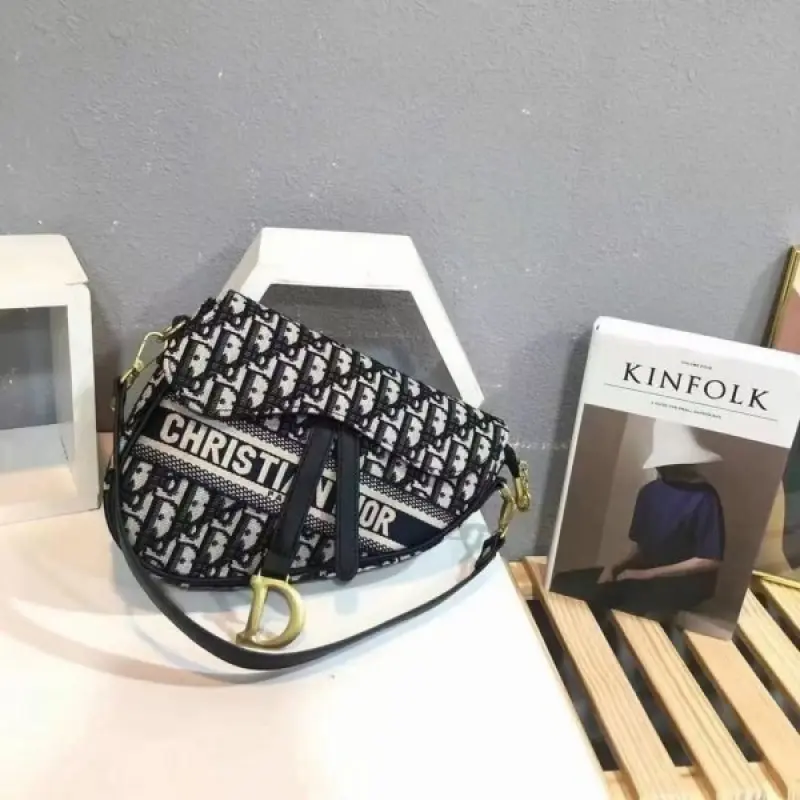 Dior Saddle Bag Oblique Embroidery With OG Box & Dust Bag (Black D-128) - Image 2