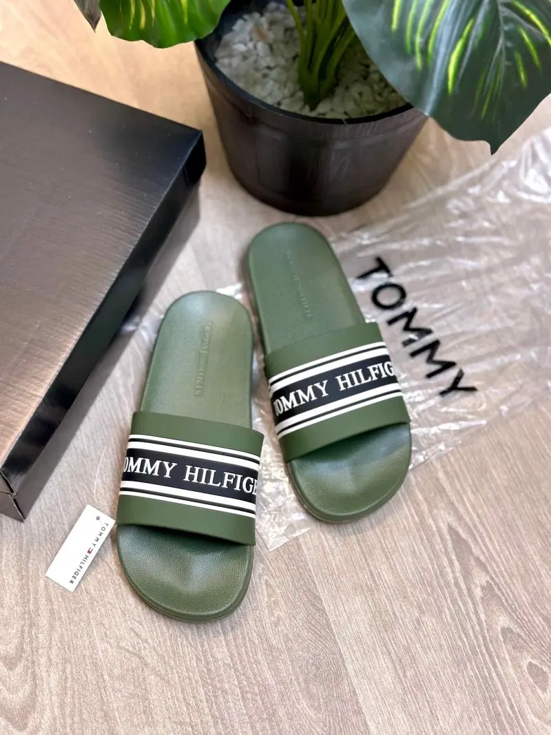 Tommy Hilfigar Premium Green Pool Slides - Image 2